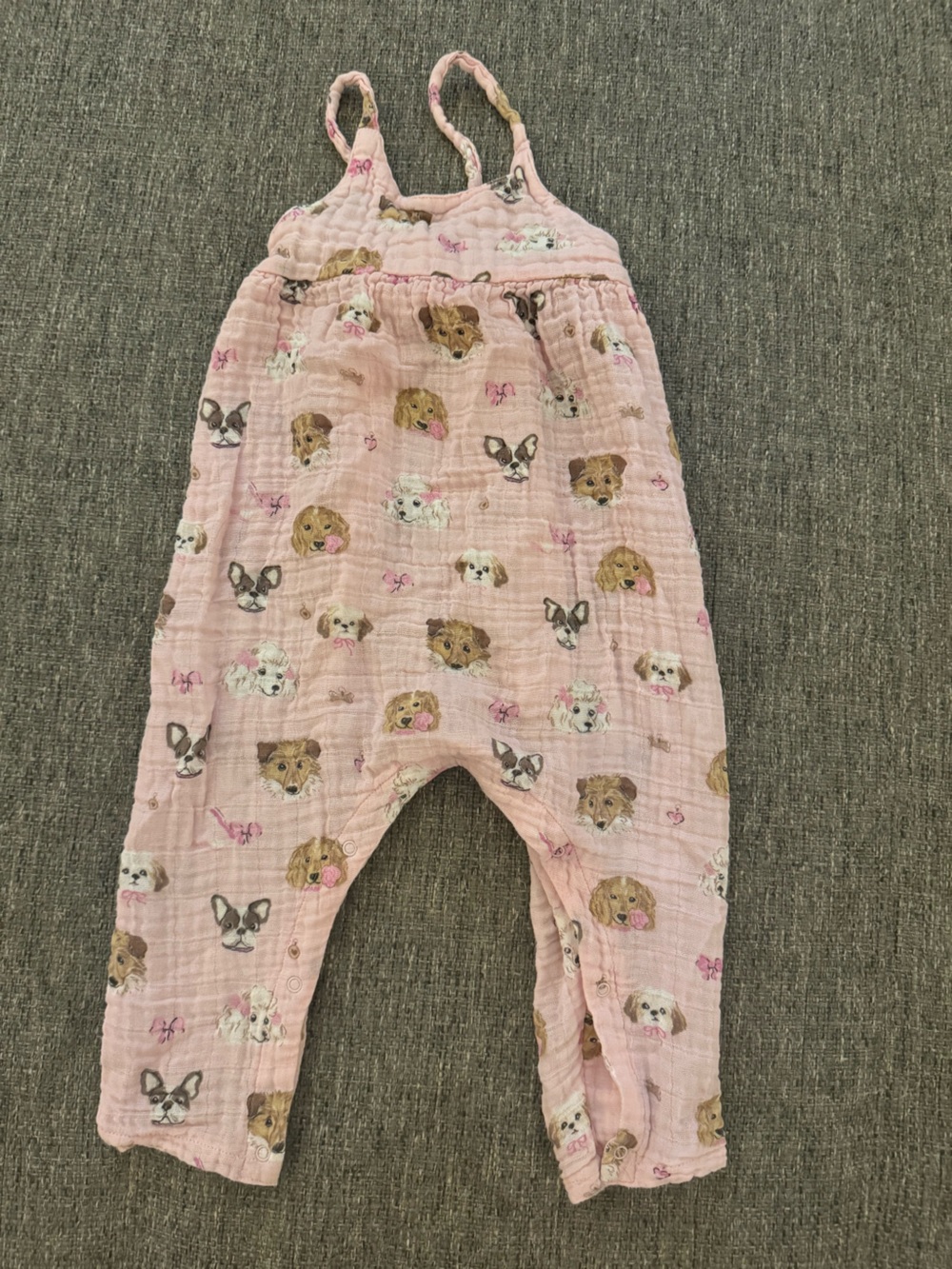 Angel Dear Pink Cotton Gauze Puppy Dog Romper Jumpsuit 18-24M